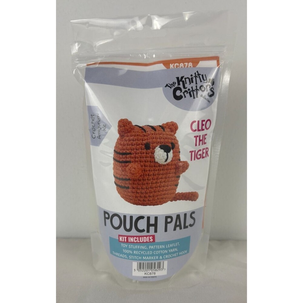Knitty Critters Cleo the Tiger Pouch Pals Crochet Amigurumi Kit KC878 New